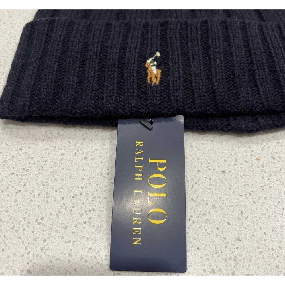 Polo Ralph Lauren Men's Skull Cap Beanie Winter Hat Color Navy O/S NWT